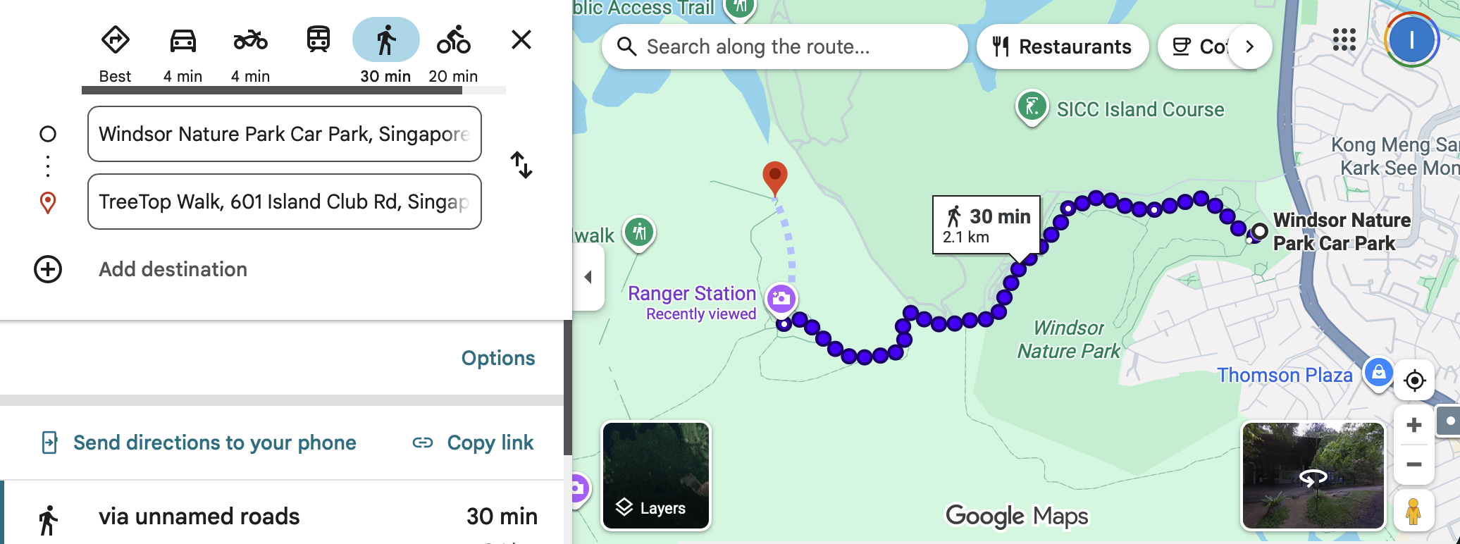 Gmaps Carpark to Tree Top Walk
